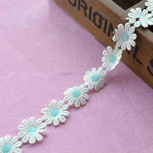 (1 Yard/Menge) 2,5 cm Spitzenband DIY bestickter Stoff Hochzeitsdeko Französische afrikanische Spitzenbesätze Nähzubehör Blumenband-blau von AYHTUD