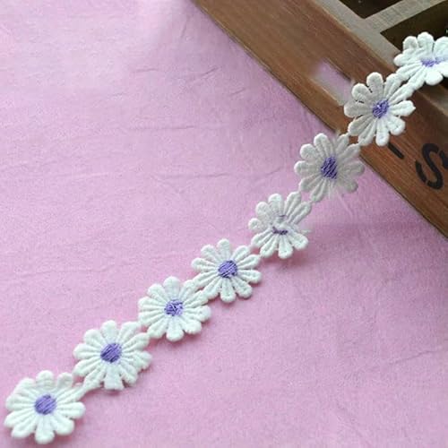 (1 Yard/Menge) 2,5 cm Spitzenband DIY bestickter Stoff Hochzeitsdeko Französische afrikanische Spitzenbesätze Nähzubehör Blumenband-lila von AYHTUD