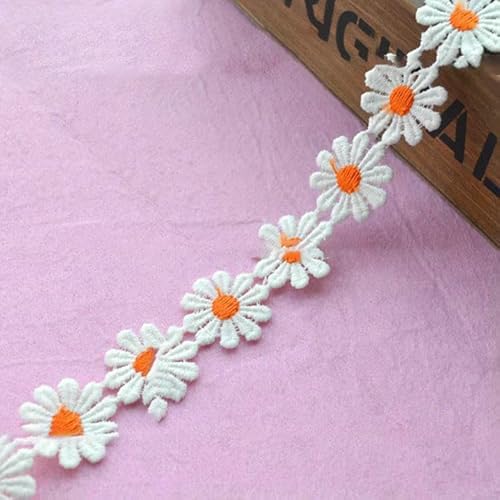 (1 Yard/Menge) 2,5 cm Spitzenband DIY bestickter Stoff Hochzeitsdeko Französische afrikanische Spitzenbesätze Nähzubehör Blumenband-orange von AYHTUD