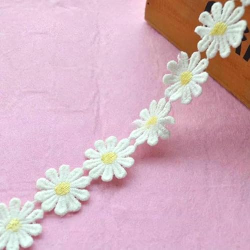 (1 Yard/Menge) 2,5 cm Spitzenband DIY bestickter Stoff Hochzeitsdekor Französische afrikanische Spitzenbesätze Nähzubehör Blumenband-gelb von AYHTUD
