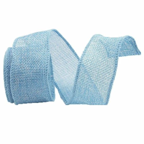 (5 Meter/Packung) 40 mm farbiges Leinenband mit Drahtkante, Blumen-Spitzenband für Schachteln, Kuchenverpackungen, Himmelblau, 40 mm von AYHTUD