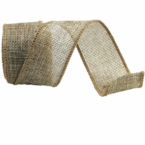 (5 Meter/Packung) 40 mm farbiges Leinenband mit Drahtkante, Blumen-Spitzenband für Schachteln, Kuchenverpackungen, Khaki, 40 mm von AYHTUD