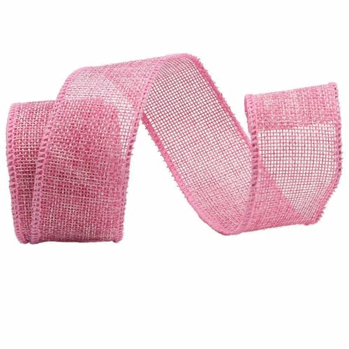 (5 Meter/Packung) 40 mm farbiges Leinenband mit Drahtkante, Blumen-Spitzenband für Schachteln, Kuchenverpackungen, Pink, 40 mm von AYHTUD