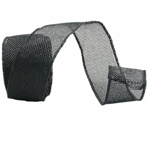 (5 Meter/Packung) 40 mm farbiges Leinenband mit Drahtkante, Blumen-Spitzenband für Schachteln, Kuchenverpackungen, Schwarz, 40 mm von AYHTUD