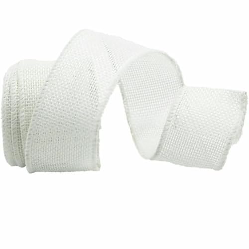 (5 Meter/Packung) 40 mm farbiges Leinenband mit Drahtrand, Blumen-Spitzenband für Schachteln, Kuchenverpackungen, Weiß, 40 mm von AYHTUD