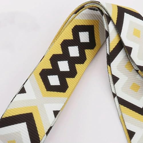 1/2/5 Yards 38 mm bedrucktes Gurtband, Retro-Farbraute, DIY-Textildekor, Kleidungsdekorationsband, neue Jacquardbänder, Hellgelb, 5 Yards von AYHTUD