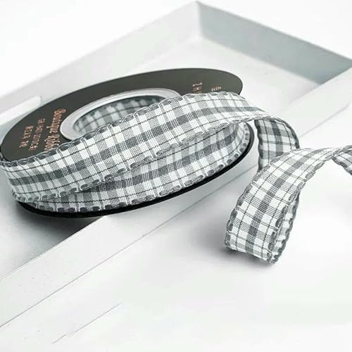 1,6 cm, 9 Meter/Rolle, karierte Bänder, Dekorationen für Hochzeiten, Weihnachten, Partys, Verpackungen, handgefertigte Schleifen-Accessoires, grau, 1,6 cm x 9 m 1,6 cm, 9 Meter/Rolle, karierte Bänder, Dekorationen für Hochzeiten, Weihnachten, Partys, Verpackungen, handgefertigte Schleifen-Accessoires, grau, 1,6 cm x 9 m von AYHTUD