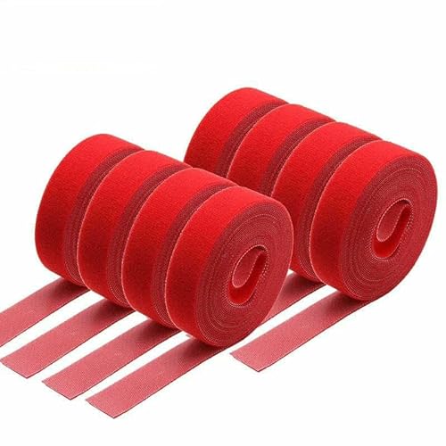 1~30R 5 m/Rolle, wiederverwendbarer Kabelbinder, Hakenschlaufe, Draht-Organizer, Management, Breite 10~25 mm, selbstklebender Befestigungsstreifen zum Selbermachen, Nylonband, Rot von AYHTUD