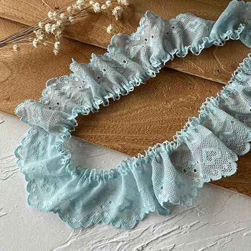 1 Meter Spitzenband der blauen Serie, Zubehör, handgefertigt, DIY, dekorativer Rocksaum, Kleidungszubehör, Plissee-Rüschen, breit, blau, 15–4,5 cm, 1 Meter 1 Meter Spitzenband der blauen Serie, Zubehör, handgefertigt, DIY, dekorativer Rocksaum, Kleidungszubehör, Plissee-Rüschen, breit, blau, 15–4,5 cm, 1 Meter von AYHTUD