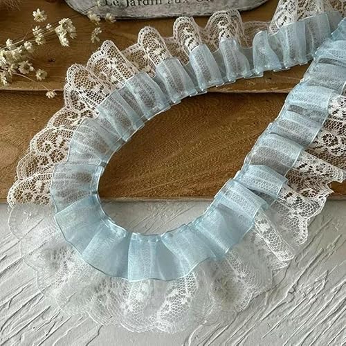 1 Meter Spitzenband der blauen Serie, Zubehör, handgefertigt, DIY, dekorativer Rocksaum, Kleidungszubehör, plissierte Rüschen, breit, blau, 11–5 cm, 1 Meter 1 Meter Spitzenband der blauen Serie, Zubehör, handgefertigt, DIY, dekorativer Rocksaum, Kleidungszubehör, plissierte Rüschen, breit, blau, 11–5 cm, 1 Meter von AYHTUD