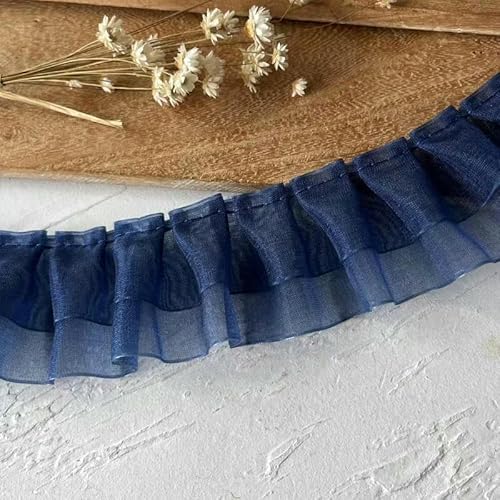 1 Meter Spitzenband der blauen Serie, handgefertigt, DIY, dekorativer Rocksaum, Kleidungszubehör, plissierte Rüschen, breit, Marineblau, 10–4 cm, 1 Meter 1 Meter Spitzenband der blauen Serie, handgefertigt, DIY, dekorativer Rocksaum, Kleidungszubehör, plissierte Rüschen, breit, Marineblau, 10–4 cm, 1 Meter von AYHTUD