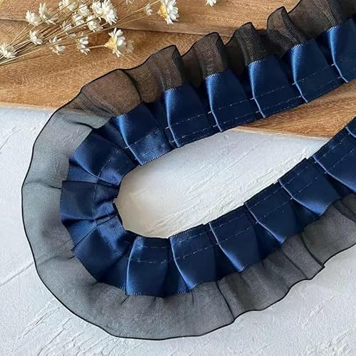 1 Meter Spitzenband der blauen Serie, handgefertigt, zum Selbermachen, dekorativer Rocksaum, Kleidungszubehör, plissierte Rüschen, breit, Marineblau, 1–4 cm, 1 Meter 1 Meter Spitzenband der blauen Serie, handgefertigt, zum Selbermachen, dekorativer Rocksaum, Kleidungszubehör, plissierte Rüschen, breit, Marineblau, 1–4 cm, 1 Meter von AYHTUD