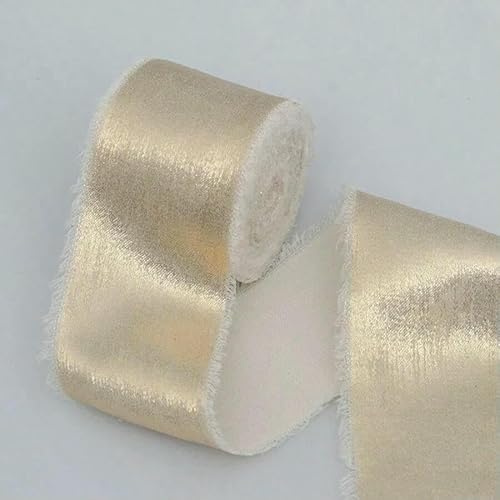 1 Stück, 4 cm x 5 m, handgefertigt, mit ausgefransten Kanten, Satin-Seidenband für Hochzeitssträuße, Verpackung von Schleifen, Geburtstagsparty-Dekoration – Cha 1 Stück, 4 cm x 5 m, handgefertigt, mit ausgefransten Kanten, Satin-Seidenband für Hochzeitssträuße, Verpackung von Schleifen, Geburtstagsparty-Dekoration – Cha von AYHTUD