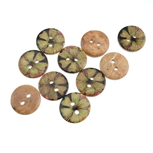 10/50 Stück Blumen-Holzknöpfe mit 2 Löchern für Scrapbooking, Basteln, DIY, Kinderkleidung, Nähzubehör, Knopfdekoration, 19, 15 mm, 50 Stück von AYHTUD