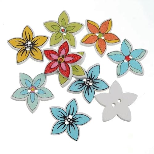 10/50 Stück Blumen-Holzknöpfe mit 2 Löchern für Scrapbooking, Basteln, DIY, Kinderkleidung, Nähzubehör, Knopfdekoration, 24, 19 x 19 mm, 50 Stück 10/50 Stück Blumen-Holzknöpfe mit 2 Löchern für Scrapbooking, Basteln, DIY, Kinderkleidung, Nähzubehör, Knopfdekoration, 24, 19 x 19 mm, 50 Stück von AYHTUD