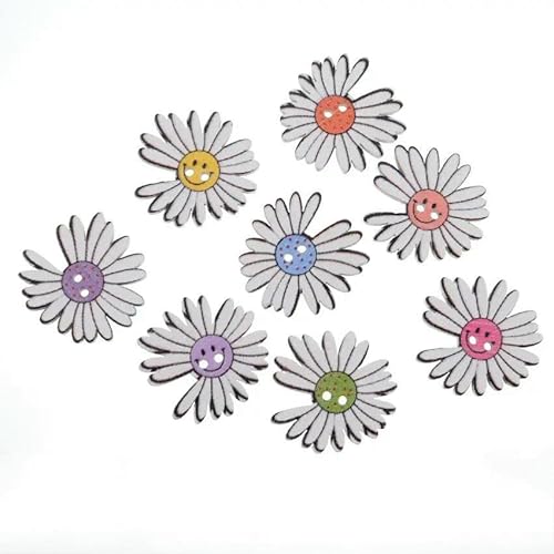 10/50 Stück Blumen-Holzknöpfe mit 2 Löchern für Scrapbooking, Basteln, DIY, Kinderkleidung, Nähzubehör, Knopfdekoration, 31, 23 x 25 mm, 50 Stück 10/50 Stück Blumen-Holzknöpfe mit 2 Löchern für Scrapbooking, Basteln, DIY, Kinderkleidung, Nähzubehör, Knopfdekoration, 31, 23 x 25 mm, 50 Stück von AYHTUD