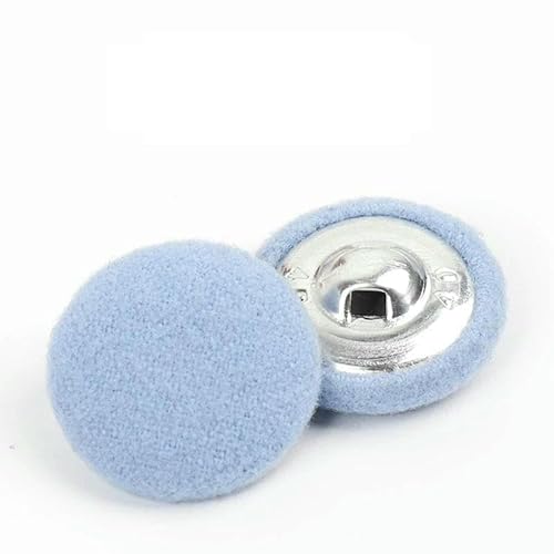 10 Stück/Los Nähknöpfe aus Metall für Handarbeiten, DIY-Zubehör, Aluminiumknöpfe für Kleidung, dekorative bunte Stoffknöpfe, Hellblau, 15 mm von AYHTUD