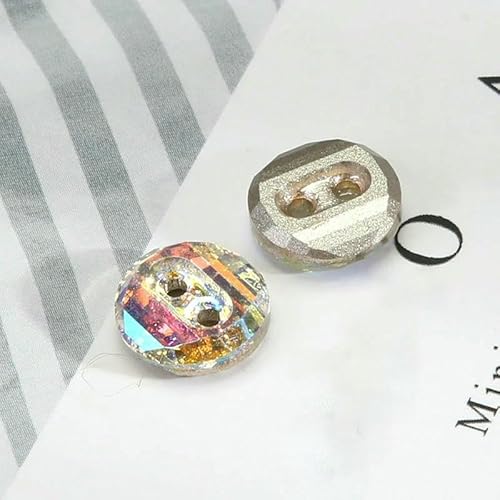 10 Stück Kristall-Diamant-Glasknöpfe für Damenkleidung, Hemden, Dekoration, zwei Löcher, Kleiderknopf, 10 mm, mehrfarbig, 10 mm von AYHTUD