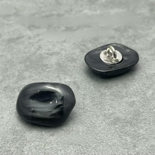 10 Stück modische Perlmuttknöpfe, schöne unregelmäßige Perlmutt-Metall-Schaftknöpfe, Damenbekleidungszubehör, Schwarz, 17 x 12 mm 10 Stück modische Perlmuttknöpfe, schöne unregelmäßige Perlmutt-Metall-Schaftknöpfe, Damenbekleidungszubehör, Schwarz, 17 x 12 mm von AYHTUD