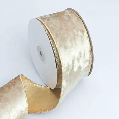 10 Yard/Rolle, Samt, Weihnachtsband, goldrot, mit Draht, Goldrand, DIY, Weihnachtsbaumkranz, handgefertigt, Bastelmaterial, Schleife, Gurtband, Champagner, 6,3 c 10 Yard/Rolle, Samt, Weihnachtsband, goldrot, mit Draht, Goldrand, DIY, Weihnachtsbaumkranz, handgefertigt, Bastelmaterial, Schleife, Gurtband, Champagner, 6,3 c von AYHTUD