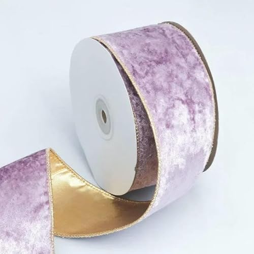 10 Yard/Rolle, Samt, Weihnachtsband, goldrot, mit Draht, Goldrand, DIY, Weihnachtsbaumkranz, handgefertigt, Bastelmaterial, Schleife, Gurtband, hellviolett, 6,3 cm 10 Yard/Rolle, Samt, Weihnachtsband, goldrot, mit Draht, Goldrand, DIY, Weihnachtsbaumkranz, handgefertigt, Bastelmaterial, Schleife, Gurtband, hellviolett, 6,3 cm von AYHTUD