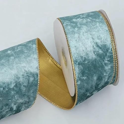 10 Yard/Rolle Samt Weihnachtsband Gold Rot mit Draht Goldrand DIY Weihnachtsbaumkranz Handgefertigtes Bastelmaterial Schleifenband-Hellblau-6,3 cm 10 Yard/Rolle Samt Weihnachtsband Gold Rot mit Draht Goldrand DIY Weihnachtsbaumkranz Handgefertigtes Bastelmaterial Schleifenband-Hellblau-6,3 cm von AYHTUD