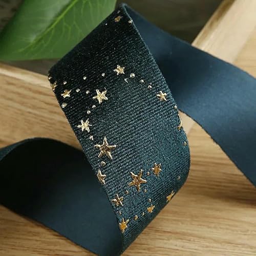 10 Yards 25 MM 38 MM Winter Gold Star Foil Samtband 1014R02 DIY Haarschleifenzubehör Haarnadelmaterial Weihnachtsdekoration-1014R02 007-25 MM 10 Yards von AYHTUD