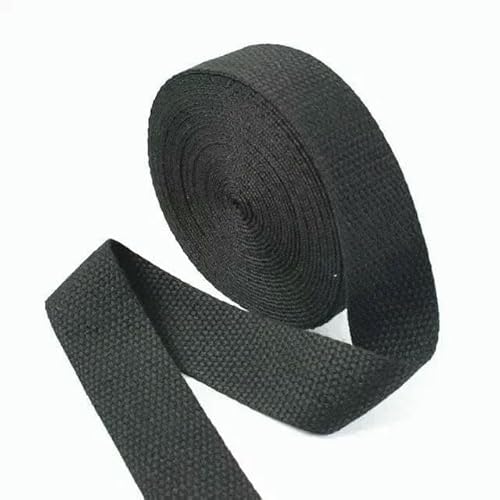 10 m 20/25/32/38/50 mm Baumwollgurtbänder für Riemen 1,3,0 mm Canvas-Taschenbänder Rucksack-Schrägband DIY-Nähzubehör-Schwarz-25 mm von AYHTUD