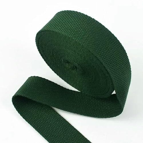 10 m 20–50 mm Baumwoll-Gurtband für Taschengurte, 1,3,0 mm dick, Rucksack-Etikettenband, Kleidungsschrägband, DIY-Nähzubehör, Grün/Schwarz, 50 mm von AYHTUD