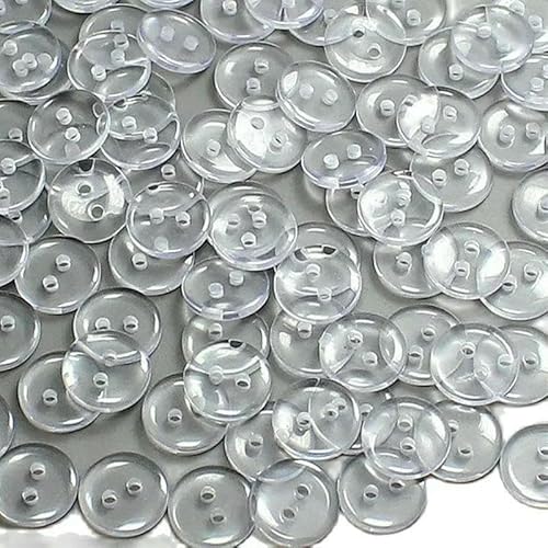 100 Stück 12–20L 2 Löcher transparente Knöpfe zum Nähen von Hemdknöpfen aus Polyester-Unterlegscheibe aus Harz für Scrapbooking, DIY-Zubehör für Kinderkleidung-12L 7,5 MM von AYHTUD