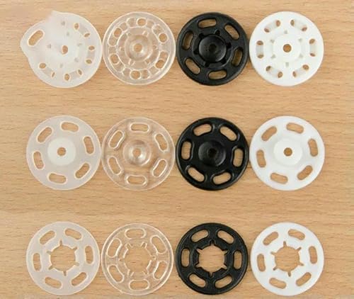 100 Stück 7 mm/10 mm/13,0 mm/15 mm/18 mm/21 mm kleine ABS-Druckknöpfe Druckknopf-Nähzubehör-durchscheinend-25 mm 100 Stück von AYHTUD