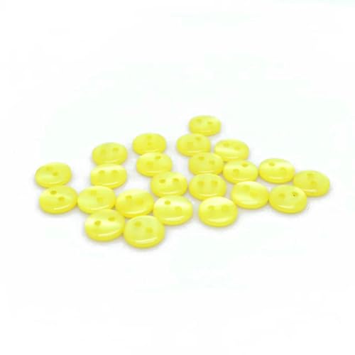100 Stück 9/10/11,5/12,5/15 mm Polyester-Perlenschnalle Nähknopf Zubehör Harz Hemdknopf für Heimwerker-Gelb-15 mm von AYHTUD