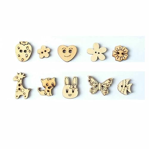 100 Stück Cartoon-Holzknöpfe Nähknöpfe DIY Dekorative Knöpfe für handgemachtes Nähen DIY Basteln Kleidung-Typ4 100 Stück-Naturfarbe 100 Stück Cartoon-Holzknöpfe Nähknöpfe DIY Dekorative Knöpfe für handgemachtes Nähen DIY Basteln Kleidung-Typ4 100 Stück-Naturfarbe von AYHTUD