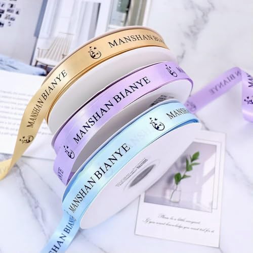100-Yard-Lot, flaches Satin-Polyesterband mit bedrucktem Logo für Hochzeitsverpackungen und Dekorationen, 13,0 mm Breite, 100 Yards 100-Yard-Lot, flaches Satin-Polyesterband mit bedrucktem Logo für Hochzeitsverpackungen und Dekorationen, 13,0 mm Breite, 100 Yards von AYHTUD