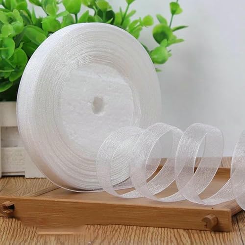 12 mm transparente Organzabänder, 45,7 m/Rolle, DIY, handgefertigt, Bastelstoff, Weihnachten, Halloween, Hochzeitsfeier, Geschenkband, 1001 Weiß, 12 mm breit 12 mm transparente Organzabänder, 45,7 m/Rolle, DIY, handgefertigt, Bastelstoff, Weihnachten, Halloween, Hochzeitsfeier, Geschenkband, 1001 Weiß, 12 mm breit von AYHTUD