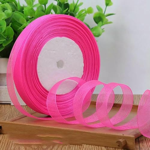 12 mm transparente Organzabänder, 45,7 m/Rolle, DIY, handgefertigt, Bastelstoff, Weihnachten, Halloween, Hochzeitsfeier, Geschenkband, 1027 Rosenrot, 12 mm breit 12 mm transparente Organzabänder, 45,7 m/Rolle, DIY, handgefertigt, Bastelstoff, Weihnachten, Halloween, Hochzeitsfeier, Geschenkband, 1027 Rosenrot, 12 mm breit von AYHTUD