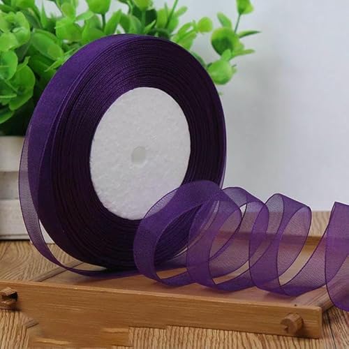 12 mm transparente Organzabänder, 45,7 m/Rolle, DIY, handgefertigt, Bastelstoff, Weihnachten, Halloween, Hochzeitsfeier, Geschenkband, 1035 Dunkelviolett, 12 mm breit 12 mm transparente Organzabänder, 45,7 m/Rolle, DIY, handgefertigt, Bastelstoff, Weihnachten, Halloween, Hochzeitsfeier, Geschenkband, 1035 Dunkelviolett, 12 mm breit von AYHTUD