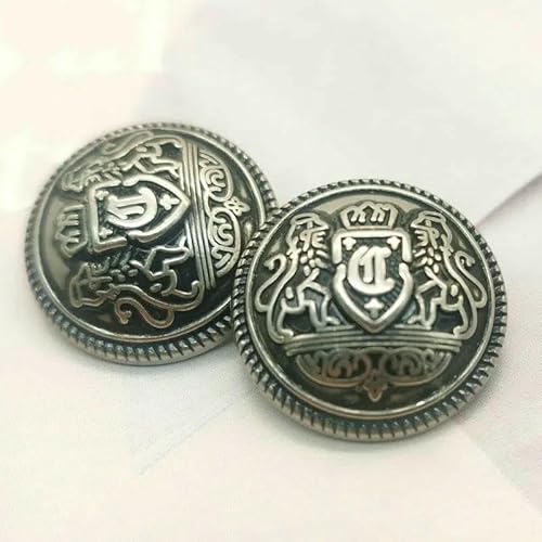 15–25 mm goldene Metallknöpfe für Kleidung im British Lion Academy-Stil, Manteldekorationen, Knöpfe, Nähzubehör, 6 Stück, 3–20 mm, 6 Stück von AYHTUD