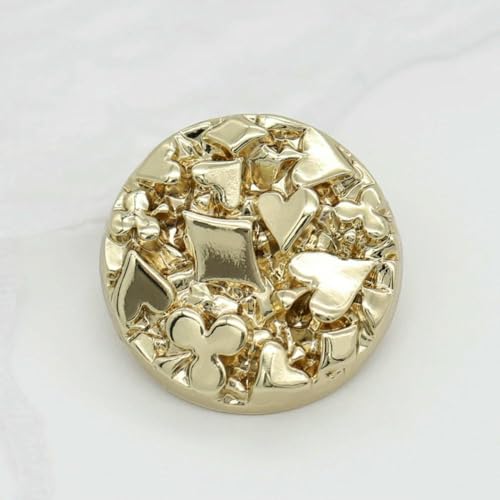 17,5/22,5 mm Gold-Silber-Poker-Design, runde Metallknöpfe, 10 Stück, unregelmäßig geformte Modeknöpfe für DIY-Kleidungszubehör-Gold-17,5 mm-0,69 Zoll-10 Stück von AYHTUD