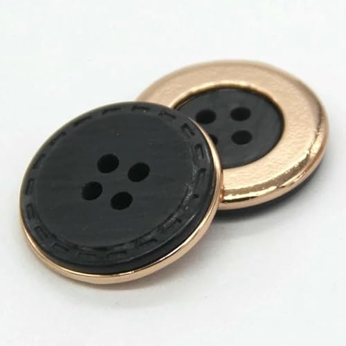 18/21/25 mm 4 Löcher Retro Runde Metallknöpfe für Kleidung Damen Mantel Blazer Strick Handgemachte Dekorationen Nähzubehör-Schwarz-18 mm 6 Stück von AYHTUD