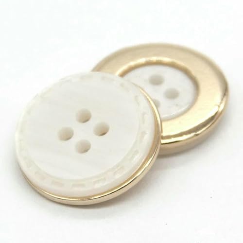 18/21/25 mm 4 Löcher Retro Runde Metallknöpfe für Kleidung Damen Mantel Blazer Strick Handgemachte Dekorationen Nähzubehör-Weiß-18 mm 6 Stück von AYHTUD