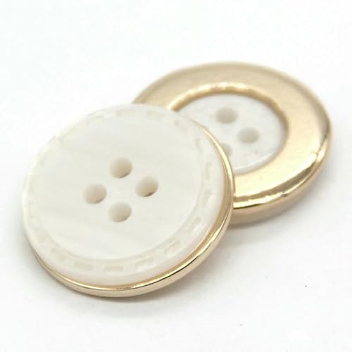 18/21/25 mm 4 Löcher Retro Runde Metallknöpfe für Kleidung Damen Mantel Blazer Strick Handgemachte Dekorationen Nähzubehör-Weiß-18 mm 6 Stück von AYHTUD