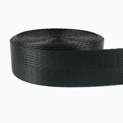 2/3/4/5/10 m, 20–50 mm, Nylon-Gurtband, Fischgrätenmuster, Rucksackgurt, Schrägband, Nähzubehör, Schwarz, 25 mm, 5 Meter von AYHTUD