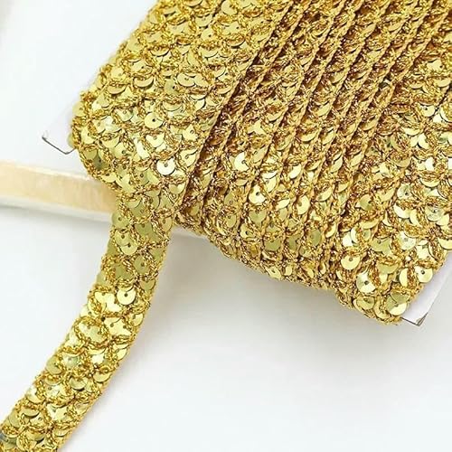2/5/10 Meter 20 mm Paillettenbänder Spitzenbesatz zum Nähen von Tanzkleidern, Hochzeitsfeiern, Kleidungsstücken, Dekorationsband, DIY-Zubehör-Gold-10 Meter von AYHTUD