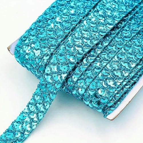 2/5/10 Meter 20 mm Paillettenbänder Spitzenbesatz zum Nähen von Tanzkleidern, Hochzeitsfeiern, Kleidungsstücken, Dekorationsband, DIY-Zubehör-Seeblau-10 Meter von AYHTUD