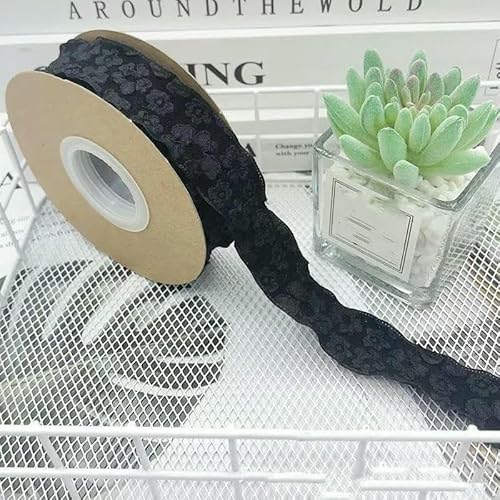 2,5/4 cm 10 Yards Kamelien-Relief-Blumenwellenband zum Verpacken von Blumensträußen, Schleifen, Haarschmuck, DIY-Bastelarbeiten, Hochzeitsdekoration, breit 2,5 cm, schwarz, lang 10 Yards 2,5/4 cm 10 Yards Kamelien-Relief-Blumenwellenband zum Verpacken von Blumensträußen, Schleifen, Haarschmuck, DIY-Bastelarbeiten, Hochzeitsdekoration, breit 2,5 cm, schwarz, lang 10 Yards von AYHTUD