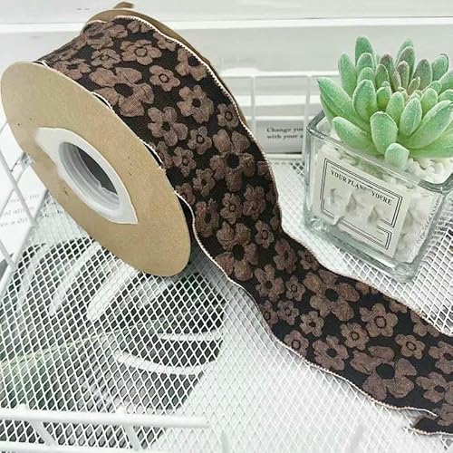 2,5/4 cm 10 Yards Kamelien-Relief-Blumenwellenband zum Verpacken von Blumensträußen, Schleifen, Haarschmuck, DIY-Bastelarbeiten, Hochzeitsdekoration, breit 4 cm, braun, lang 10 Yards 2,5/4 cm 10 Yards Kamelien-Relief-Blumenwellenband zum Verpacken von Blumensträußen, Schleifen, Haarschmuck, DIY-Bastelarbeiten, Hochzeitsdekoration, breit 4 cm, braun, lang 10 Yards von AYHTUD