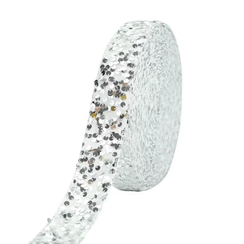 2/5 Yards 38 mm Pailletten-Spitzenbesatz, Stoffband, Bühnenkleid-Dekoration, Polyester-Gurtband, handgefertigtes Kunsthandwerk, Nähzubehör, 4–38 mm, 5 Yards von AYHTUD