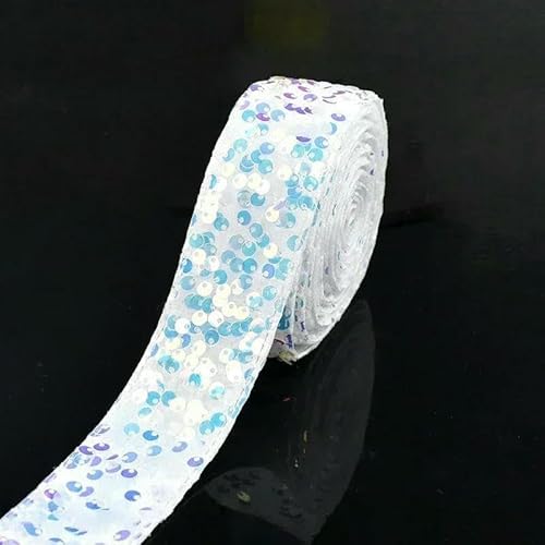 2/5 Yards 38 mm Pailletten-Spitzenbesatz, Stoffband, Bühnenkleid-Dekoration, Polyester-Gurtband, handgefertigtes Kunsthandwerk, Nähzubehör, 5–38 mm, 5 Yards von AYHTUD