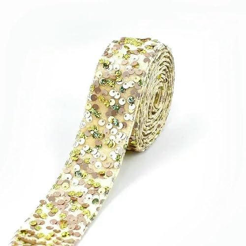 2/5 Yards 38 mm Pailletten-Spitzenbesatz, Stoffband, Bühnenkleid-Dekoration, Polyester-Gurtband, handgefertigtes Kunsthandwerk, Nähzubehör, 6–38 mm, 5 Yards von AYHTUD